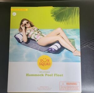 Sun Squad Inflatable Hammock Pool Float - Navy & White